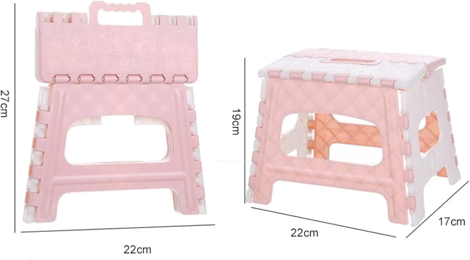 コンパクト折り畳み脚立、キッズ ステップ スツール - 滑り止め折りたたみステップスツール - 便利な片手操作スツール ハンドル付き 軽量 踏み台 大人 子供用