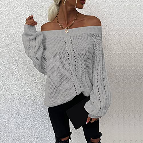 Damestrui, gebreide trui, eenkleurig, met woordkraag, lange mouwen, casual, sweatshirt, bovenstuk, strepentrui, tops, outwear - Image 3