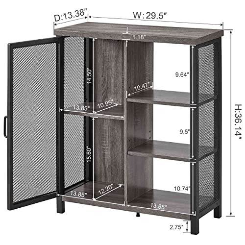 Bon Augure Farmhouse Coffee Bar Cabinet With Storage, Industrial Liquor Cabinet With Adjustable Shelves, Rustic Small Buffet And Sideboard For Home (Dark Grey Oak) #TOP1