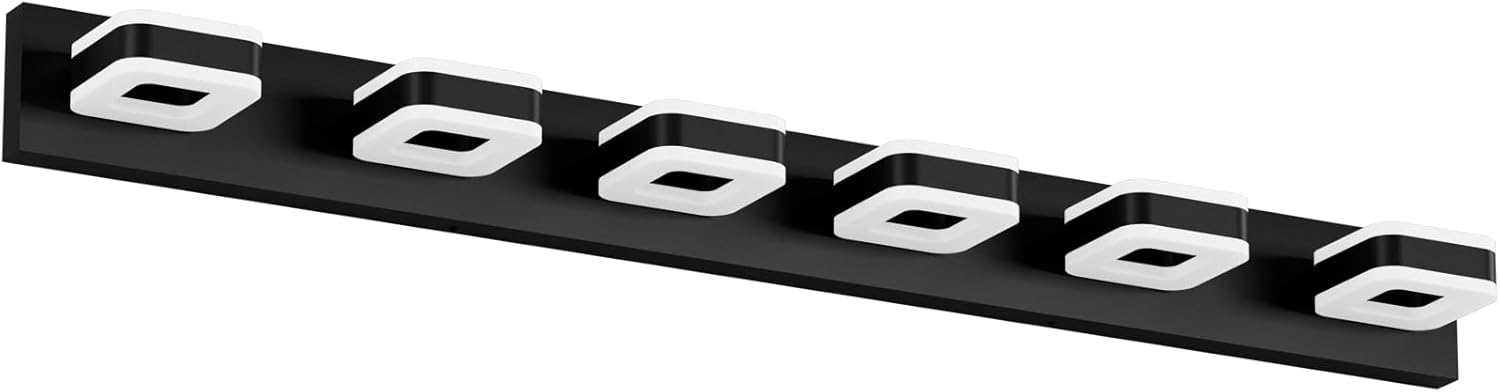 Tipace LED Modern Bathroom Vanity Light Fixtures (6-Light, 47.2-Inch),Acrylic Black Bathroom Wall Lighting Fixtures Over Mirror (Cool White 5500K) with Rotatable Vanity Lights Heads