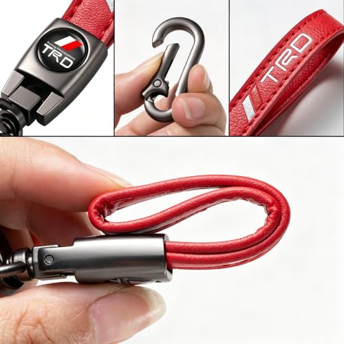 Image of Leather car Keychain 03 Set for Men and Women Family Present Keychain Key Ring Lanyard (red)