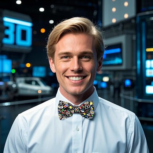 Image of Colorful Fun Pattern Pre-Tied Bow Tie Mens Floral Space Adjustable Bowtie