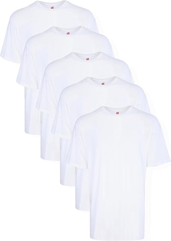 Men’s Tall 100% Cotton Crew Neck Undershirts, Tagless, Ultra Comfort, Multipack
