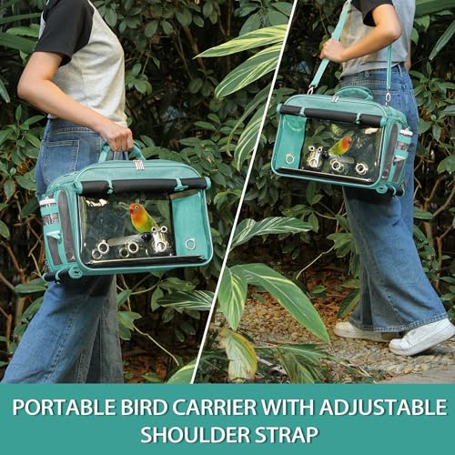 Sanmoncare Airline Approved Bird Carrier, Indestructible Stainless Steel Mesh Parrot Travel Cage, Cockatiels Travel Carrier Lightweight and Portable with Water Bottle and Bowl - Image 6