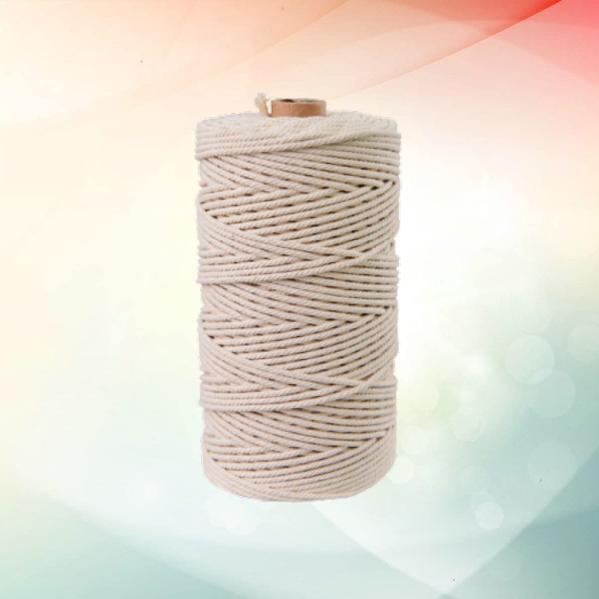 Cuerda de Algodón Natural Beige de 100m para Manualidades DIY | Cordón Retorcido para Tapicería y Punto, Fácil de Cortar, Apto para Pared y Encordado