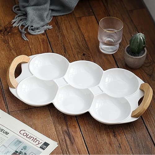 Plateau de cuisine à compartiments avec séparateur en céramique 6 sections
