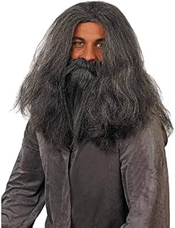 Fun Shack FNX3855 Grey Wizard Wig & Beard Set Costume, Mens, One Size