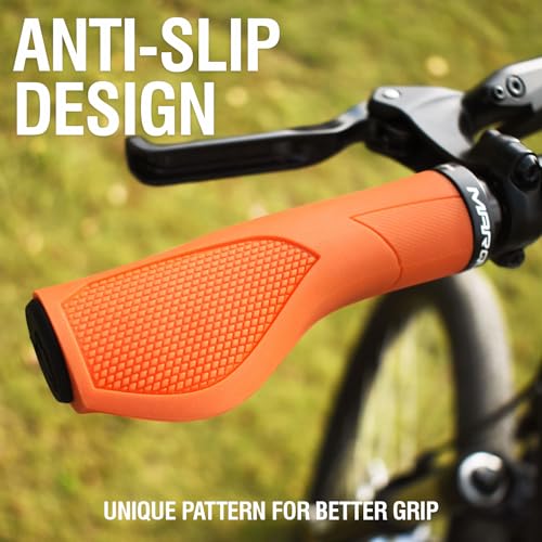 MARQUE Ergo Bike Handlebar Grips – Non-Slip Bike Handle Grip with Ergonomic Comfort Design for Bicycle Flat Handle Bar – Fit Mountain Bike, E-Bike, Hybrid, City Commuter Bikes, Scooter (Ergo Orange) - Thumbnail 3