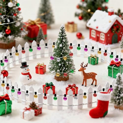 Weihnachten Miniatur-Gartenzaun Holzzaun Flexibler Miniatur-Zaun, 100cm*5cm Miniatur Zaun Gartenzaun Holz, verwendet für Miniaturlandschaft Puppenhaus Blumentopf Fee Garten Wichteltür dekoration