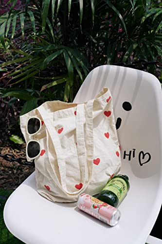 Frepstudio Cute Heart Canvas Tote Bag Bulk With Inner Pocket For Women,Reusable Grocery Shopping & Beach Bags With Aesthetic Modern Design, For Girl Mother As Christmas Gifts #TOP1