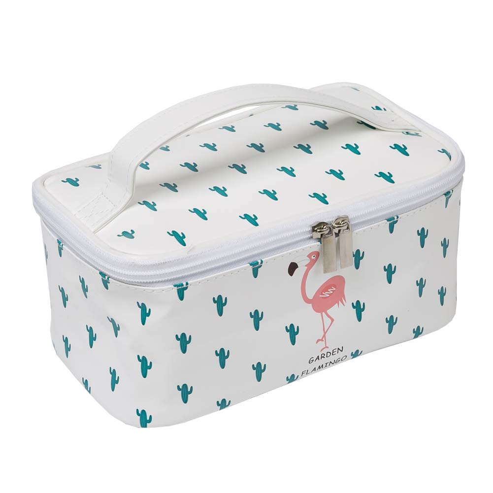 HOYOFO Cosmetic Bags Makeup Bag for Women Toiletry Storage Case Cactus Flamingo Print Travel Makeup Pouch, Cactus L
