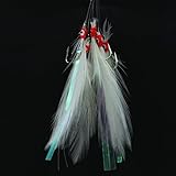 Besttoolifes 5 tlg Sabiki Angelvorfach für Hering und Makrele - Hartstahlhaken mit roten Köpfen & weißem Folienblitz 70cm Länge Meeresangeln Ködervorfächer