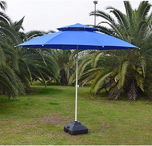 Sombrilla para patio azul contra viento con poste de inclinación 3