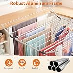 Tangkula Aluminum Clothes Drying Rack, Folding Laundry Rack with Sturdy Frame, Foldable Wings & 14 Drying Poles, Space-Saving, Freestanding Drying Rack for Indoor & Outdoor Use