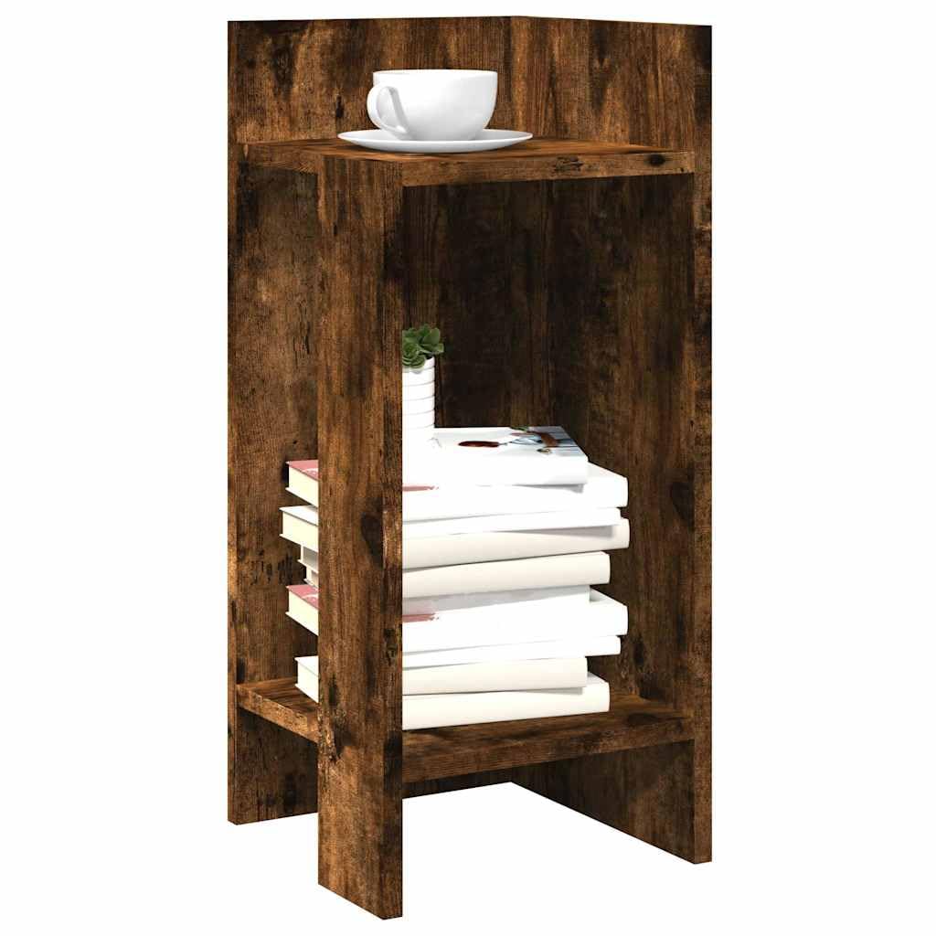 SXZenSpace Smoked Oak Side Tables, Set of 2, 25.5x27x60 cm, Engineered Wood with Shelf for Living Room, Bedroom, Corridor
