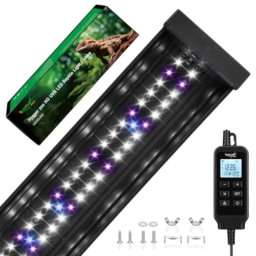 UVB Light for Reptiles 6W 9.8IN LED UVA UVB Terrarium Lamp with 4 Auto Modes for Ferguson Zones UVB Bulb with Timer for Bearded Dragon Gecko Turtle Lizard Snake Adjustable Brightness for Reptile Tank