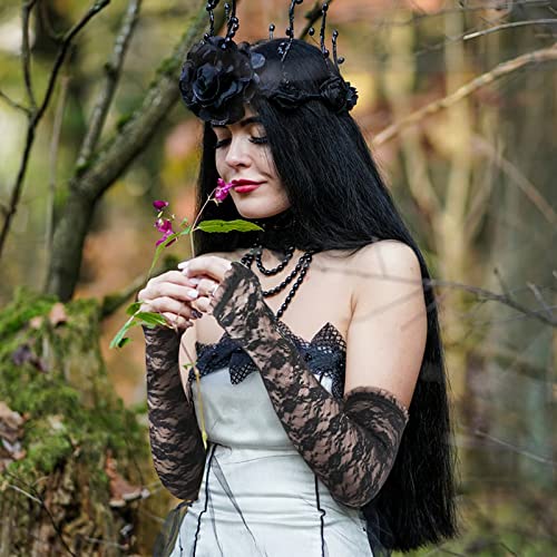 Women Lace Fingerless Gloves Elegant Floral Lace And Ruffle Cuffs Design Gloves For Wedding Evening Dress Opera Party #TOP3