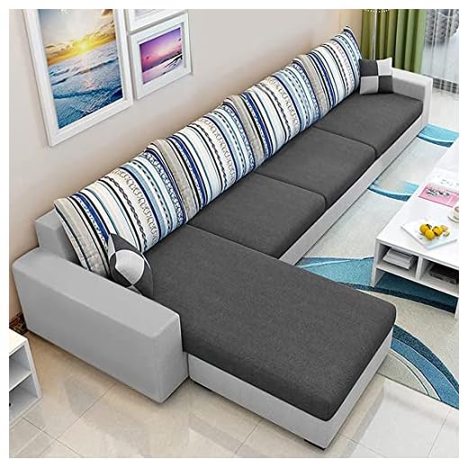Blisscraft Adison 5 Seater Fabric Lhs L Shape Sofa Set (Light Grey-Dark Grey)