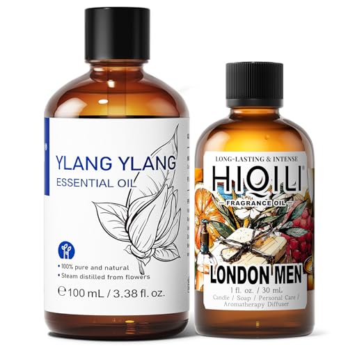 HIQILI Aceite Esencial Ylang-Ylang 100ML y Aceite de Fragancia London Men 30ML
