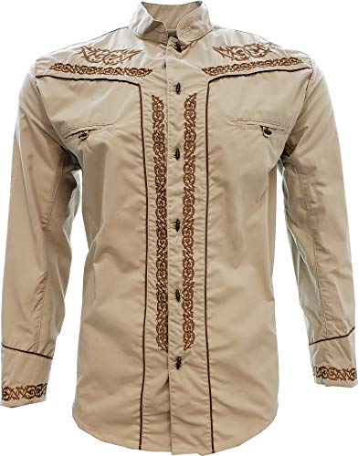 El Señor de los Cielos Charro Shirt Long Sleeve Camisa Charra Color Khaki