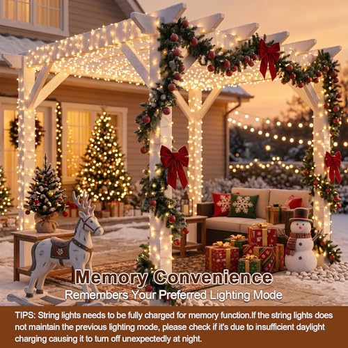 Solar String Lights 2 Pack Total 66FT 200LED Solar Fairy Lights Outdoor Waterproof 8 Lighting Modes Twinkle Lights for Patio, Garden Yard Party Wedding Tree Christmas Halloween Decoration, Warm White - image 2
