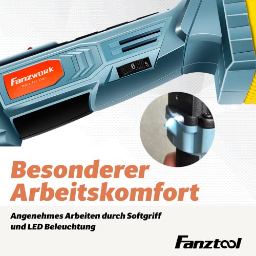 FANZTOOL 20V Akku Multifunktionswerkzeug mit EC-Motor, 3.2° Oszillationswinkel, LED-Beleuchtung, 6 Geschwindigkeiten,zum Schneiden,Schnitzen,Bohren,Schleifen & Polieren,inkl. 2Ah Akku & Ladegerät. – Bild 7