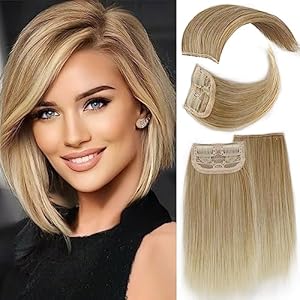 Cisyia 4 PCS Hair Toppers for Thinning Hair Synthetic Clip in Hair Extension Blonde & Bleach Blond Mixed Hairpieces for Women Adding Hair Volume for Daily Use(Double 4 inch and Double 8 inch)