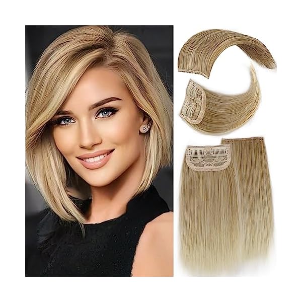 4 PCS Hair Toppers for Thinning Hair Synthetic Clip in Hair Extension Blonde & Bleach Blond Mixed Hairpieces for Women Adding Hair Volume for Daily Use(Double 4 inch and Double 8 inch)