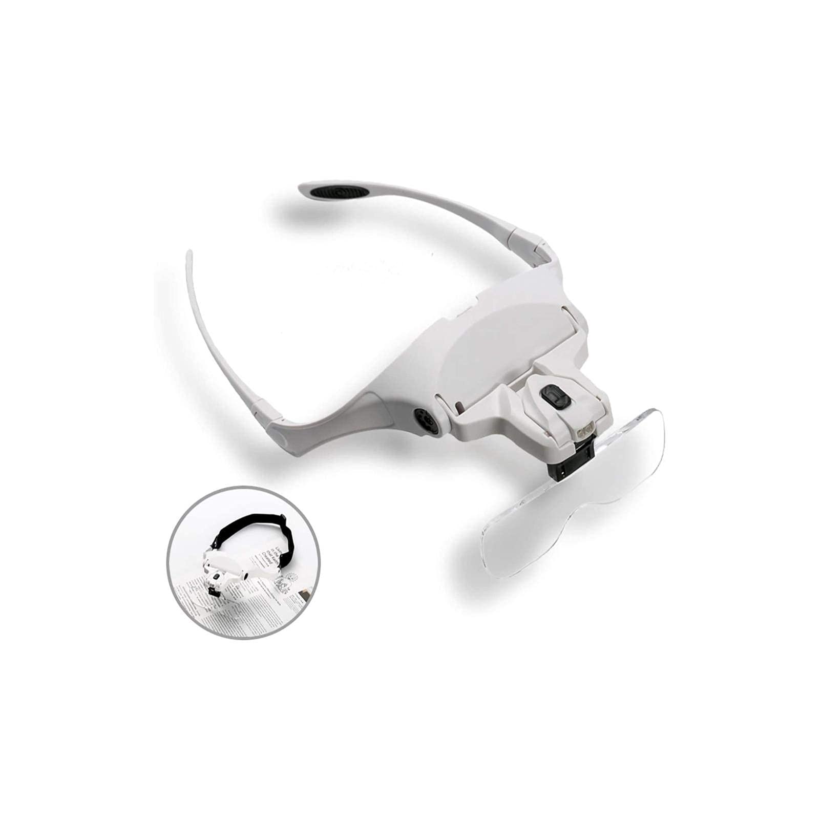 SaryEdge Headband Magnifier, Head MountLighted Magnifying Glasses, Head Mounted Magnifier Hands Free Magnifying Glass with 5 Detachable Lenses - 1X to 3.5X Zoom Headband Magnifier,