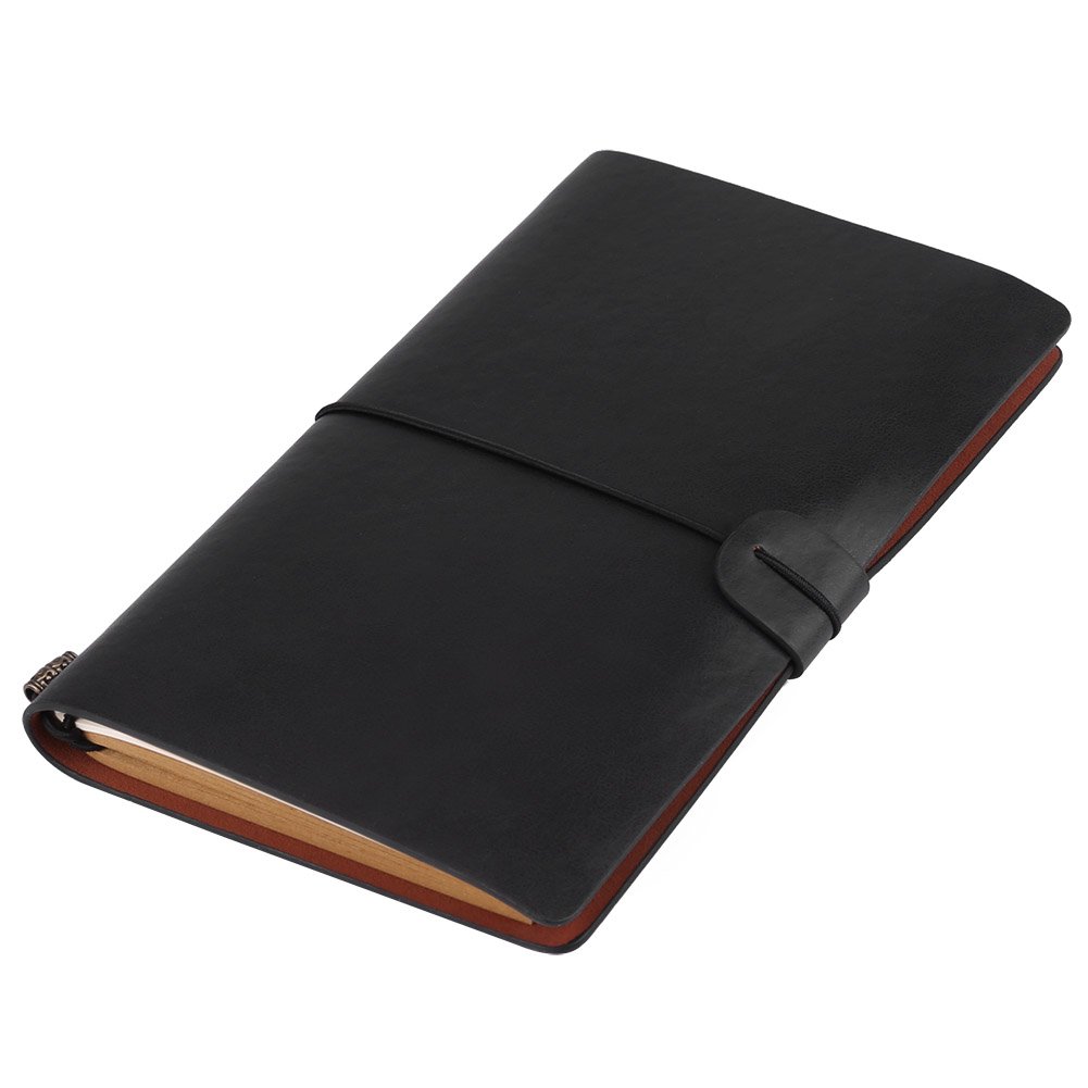 Hztyyier Classic PU Leather Travel Notebook, Refillable Journal Diary with Buckle Strap, A6 Size Notepad for Men Women