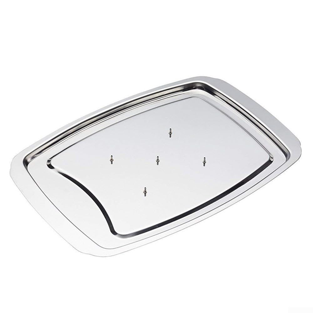 Metal Meat Carving Tray | Stainless Steel Meat Carving Bowl | Carving Tray with Non-Slip Spikes for Cutting, Chopping, Serving Meat