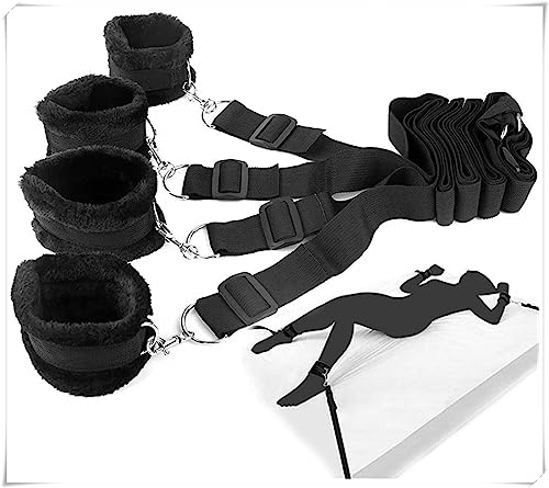 Cinturino di nylon sexy della cinghia di yoga per le coppie del letto, regolabile (nero)