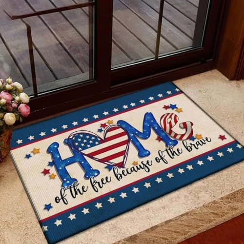 ���փ}�b�g ���R�̍��A�E���Ȑl�X�̂�������7��4���A�ȒP�ɐ����Ȋ��} 50×80cm doormat Home Of The Free Because Of The Brave 4th Of July Easy Clean Welcome