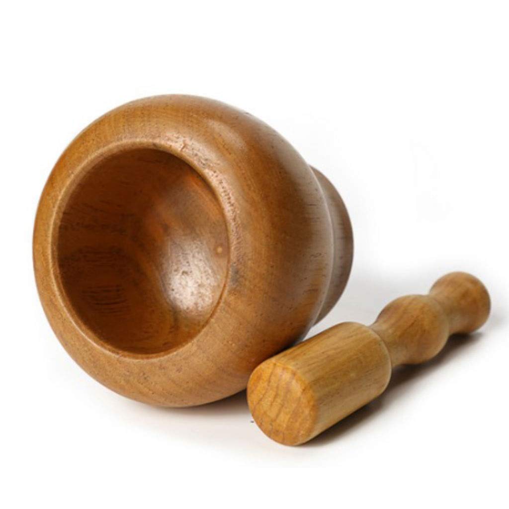 Pestle and Mortar Solid Wood Mortar and Pestle Set with Spice Grinder Kitchen Cooking Tools, Vanilla Spice Mixed Grind Bowl Kitchenware Mortar Pestle