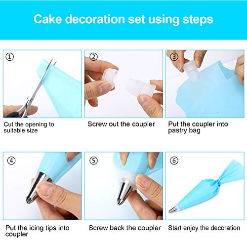 34Pcs Piping Bags And Tips Set, Bake Cake Decorating Kit With 24 Stainless Steel Tips, 2 Reusable Silicone Pastry Bags, 3 Icing Smoother, 2 Couplers, 2 Frosting Bags Ties And 1Pipe Brush #TOP4