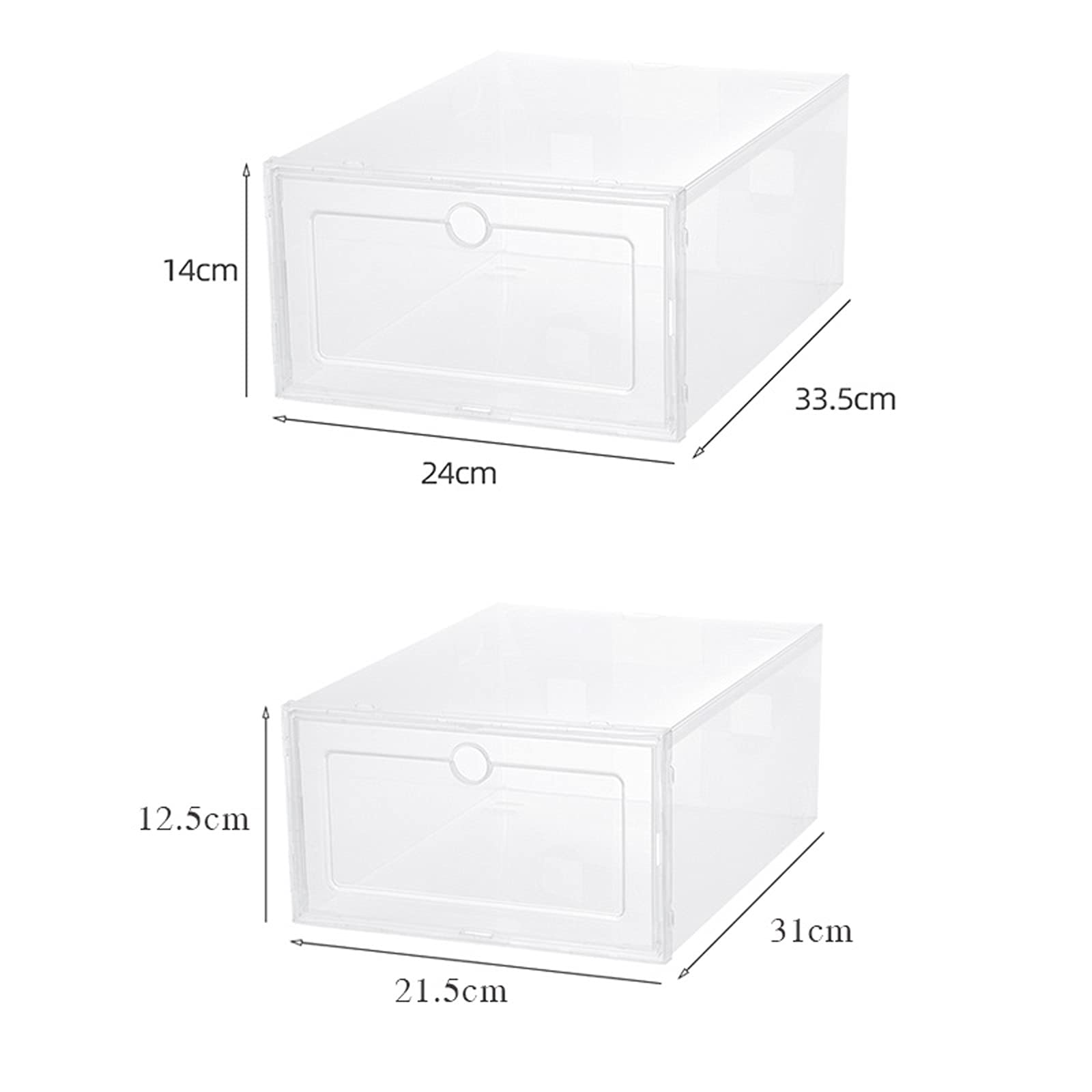 Scatole portaoggetti da 6 pezzi, per scarpe, ad alta trasmissione della luce, trasparenti, spesse, antipolvere, 33 x 24 x 14 cm, 6 pezzi