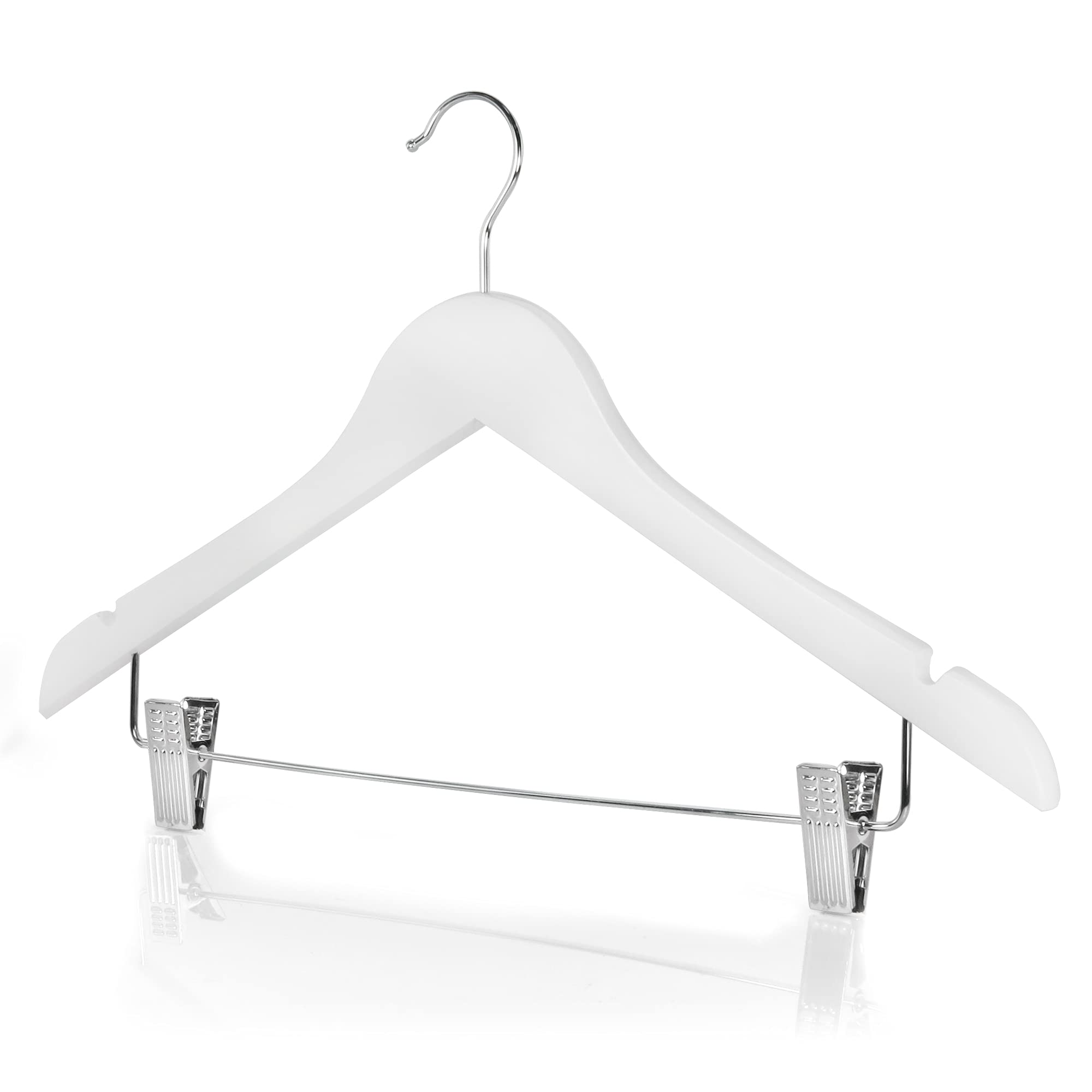 Hangerworld - Lot de 5 cintres en bois d'acajou avec pinces pour pantalon/jupe 45 cm