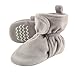 Hudson Baby Baby Cozy Velour Booties with Non Skid Bottom, Gray, 6-12 Months