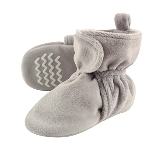 Hudson Baby Unisex Baby Cozy Velour Booties, Heather Gray, 18-24 Months