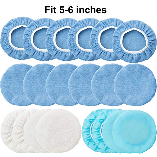 20 Pieces Car Orbital Buffer Polisher Pad Bonnet Microfiber Max Baxer Bonnet Polishing Bonnet Buffing Pad Cover (5-6 Inches) #TOP5
