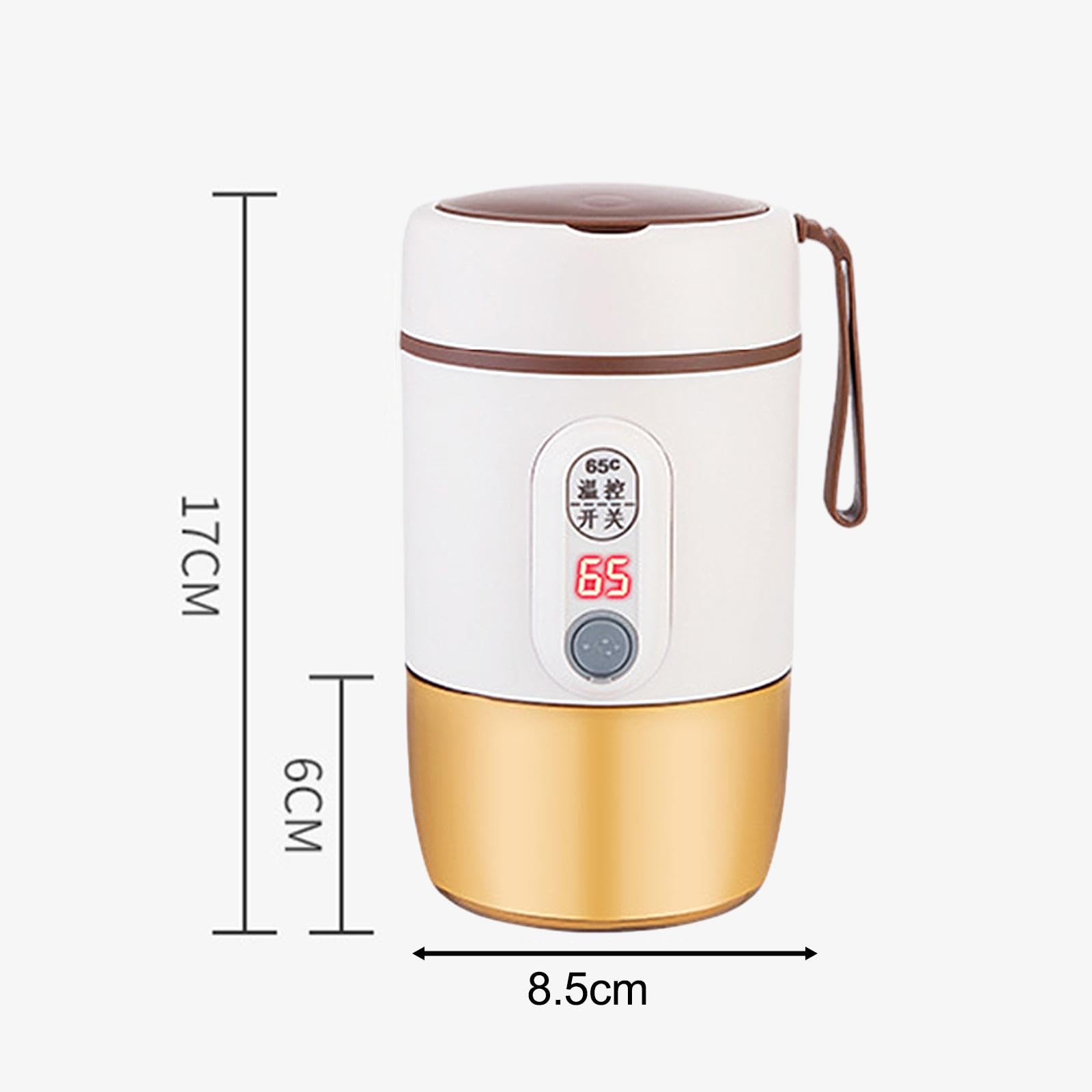 perfk Baby-Milchwärmer, USB, 500 ml, Mehrzweck-Reise-Wasserkocher, Temperaturregelung für Reisen, Einkaufen, Reisen, Camping im Freien, Beige