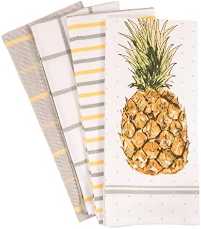 Pantry Pineapple Kitchen Dish Towel Set of 4, 100-Percent Cotton, 18 x 28-inch