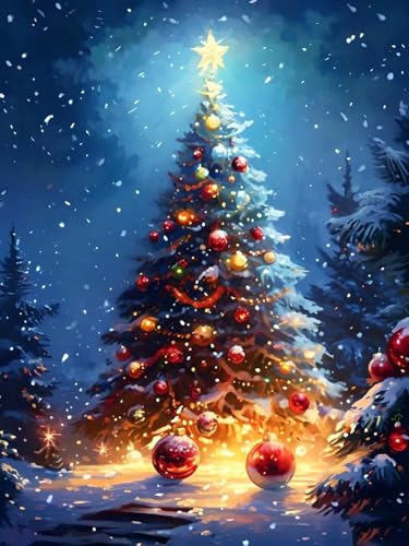 数字でペイントキャンバスにアクリル絵の具を描くためのDIYクラフトキット大人の絵画 クリスマスツリー 画の壁の装飾アート、フレームなし、30x40cm diy 数字油絵 数字塗り絵 大人の子供のためのギフト デジタル油絵 数字キットでペイント ホーム オフ