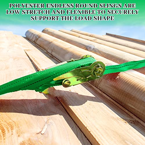 4Pcs Polyester Rigging Lifting Straps For Hoist Heavy Duty Objects, Poly Endless Round Lift Sling For Hoisting Towing Cargo 5300 Lbs Vertical Capacity 4240 Lbs Choker10600 Lbs Basket(4 Ft) #TOP3