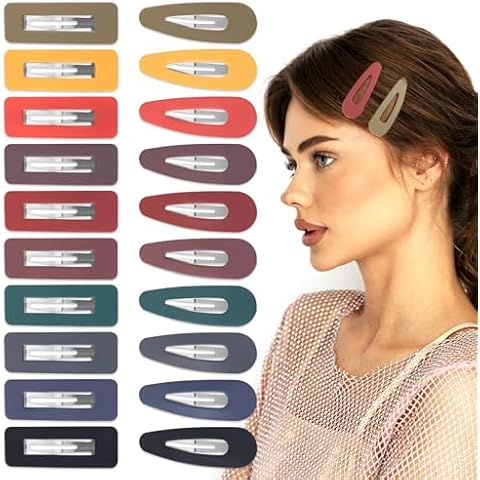 20Pcs Macaroon Metal Snap Hair Clips Cover