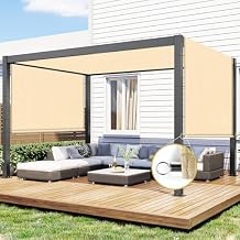 Shade&Beyond 10x16 Pergola Shade Cover with Weighted Rods & Grommets, 90% UV Block Outdoor Sun Shade Cloth Canopy Replacement Cover for Patio Porch, Wheat