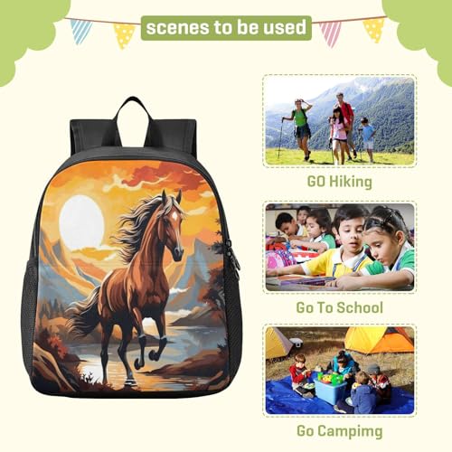 Horse Kids Backpack Preschool Toddler Bookbag for Girls Boys Mini Kindergarten School Bags S3