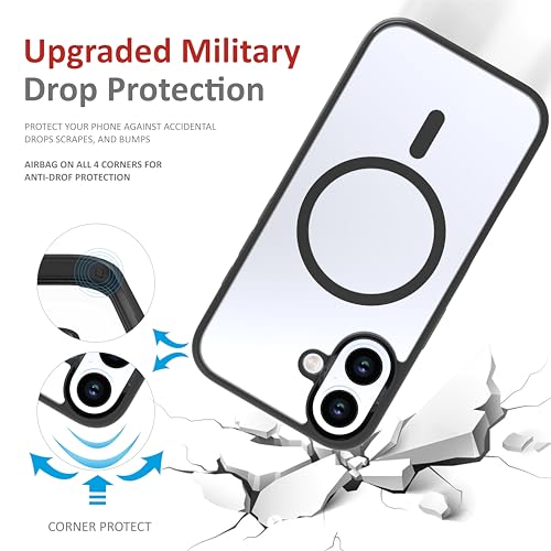 Image of for iPhone Case 16 Plus with Mag-Safe, [Anti-Yellowing Technology] [Military Grade Drop Protection] Shockproof Slim Hybrid Phone Case for iPhone 16 Plus - Carbon Black