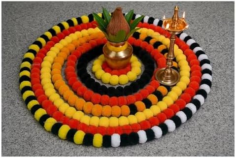Sphinx Artificial Marigold Fluffy Flowers Garlands for Decoration, 5 Pieces
