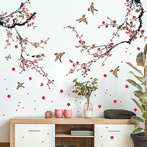 Buiory 6 Sheets of 12x 18inch Giant Diagonal Black Tree